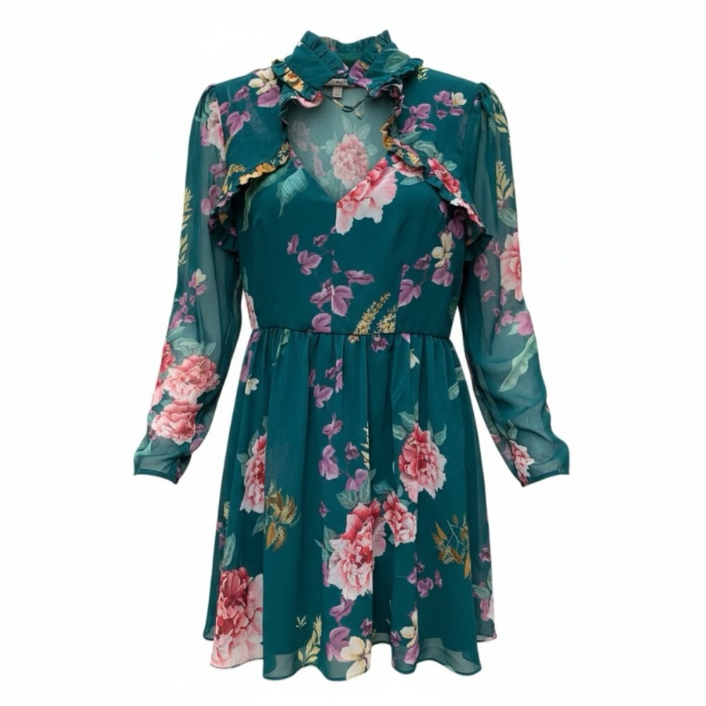 KEEPSAKE the Label Green Floral Long Sleeve Dress size 10